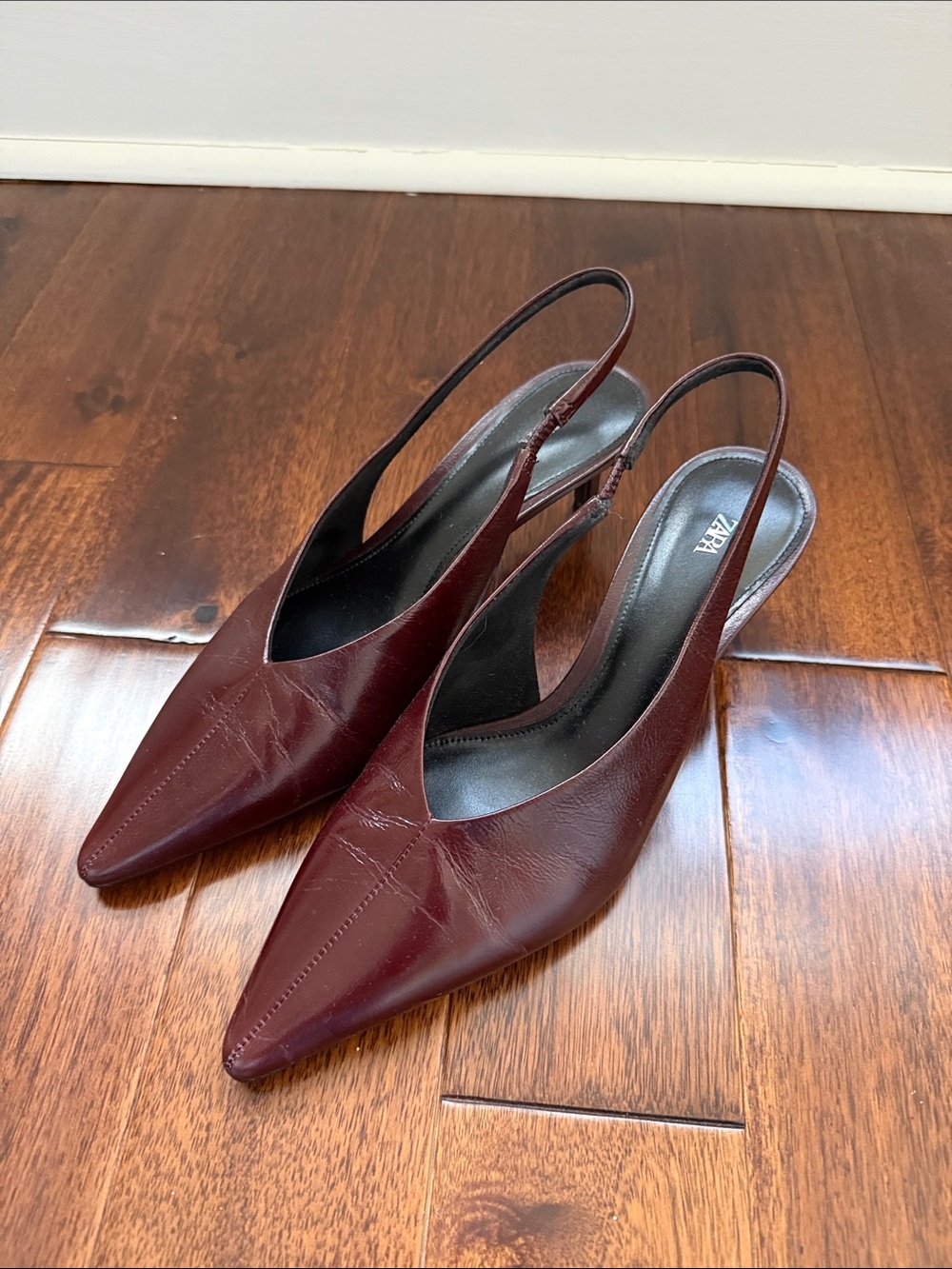 Zara Bordeaux Pointed Slingback Heels size 8 / 38